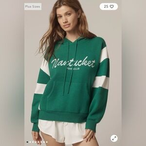 Daily Practice Nantucket Knit Hooded Sweatshirt in Green Size S. NWT